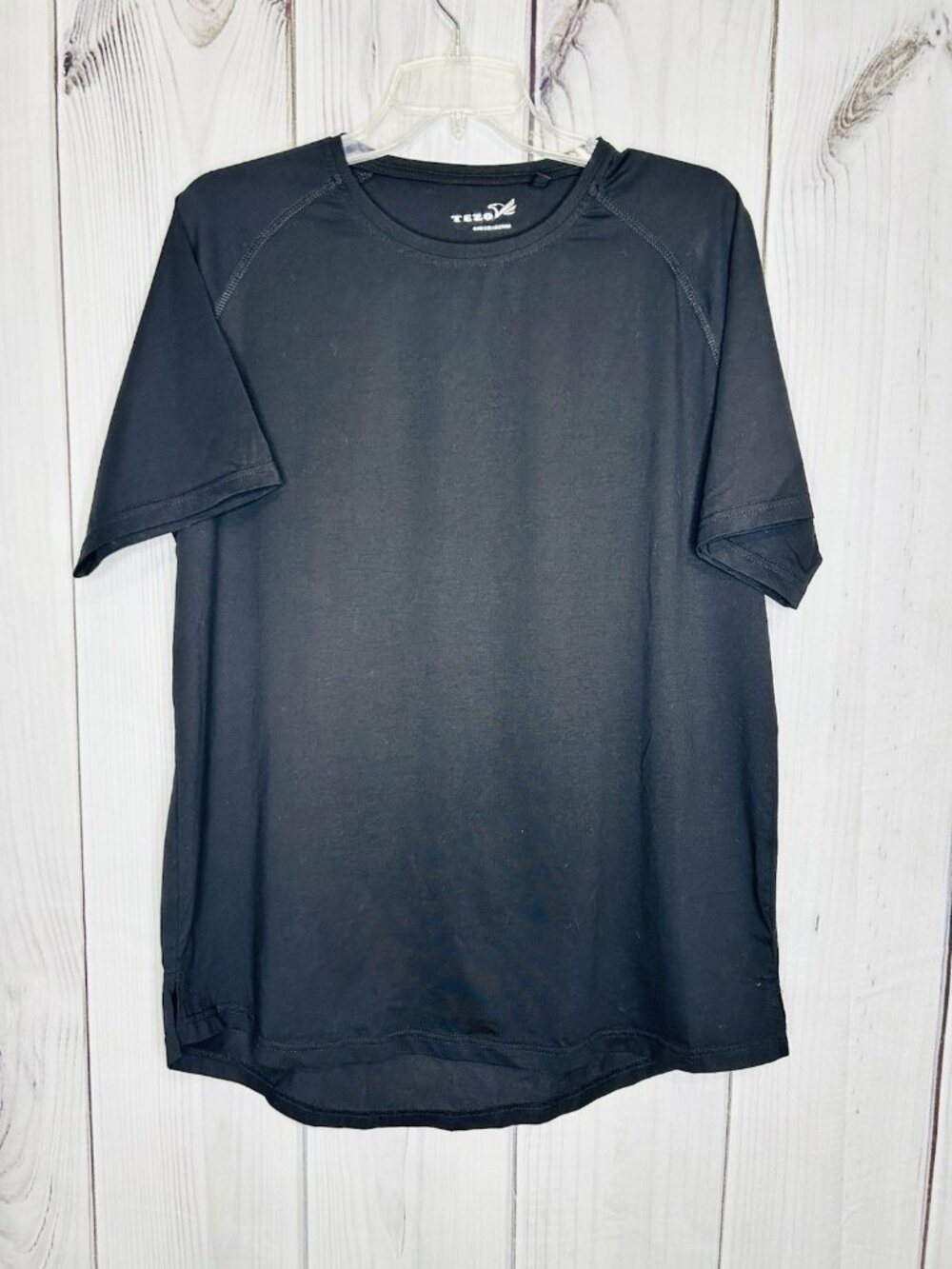 TEZO Mens Gym Workout Short Sleeve T-Shirt Cotton Performance Sz XL Black
